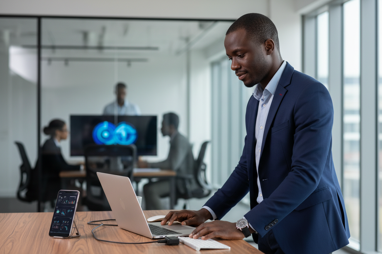An african man with tech
